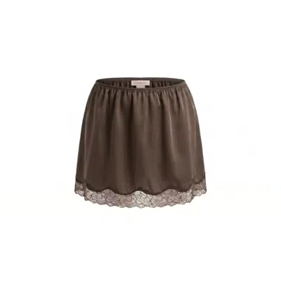 Underflirty Women's Brown Clara Mini Silk Skirt