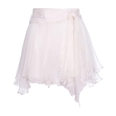 Underflirty Women's Dolce Mini Silk Skirt White