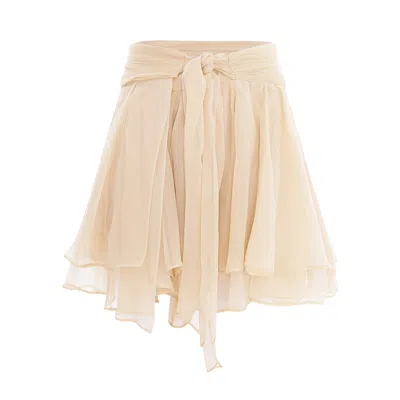 Underflirty Women's Neutrals Dolce Silk Beige Skirt In White