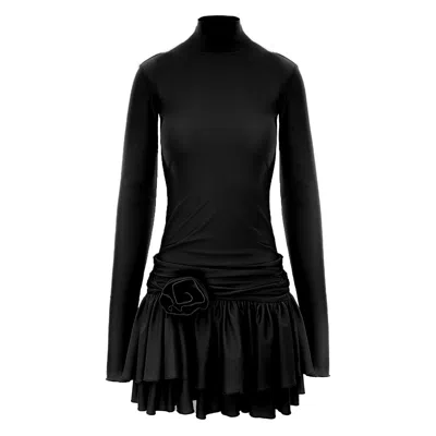 Underflirty Women's Silene Mini Ruffles Black Dress