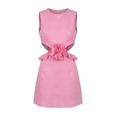 Underflirty Women's White Dress Rosa Pink Linen