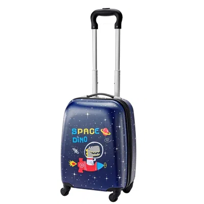 Undersac Kids Luggage Set, 2 Piece, 18 Inch Hardside Rolling Wheels Suitcase With Hard-shell Backpack, Dinosa In Blue