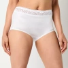 Underscore Rainbow Stretch Satin Lace Trim Control Briefs In White