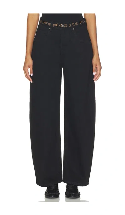 Understated Leather Back On The Horse Barrel Jeans In Faded Black