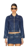 Understated Leather Bandit Jacket In Dark Indigo