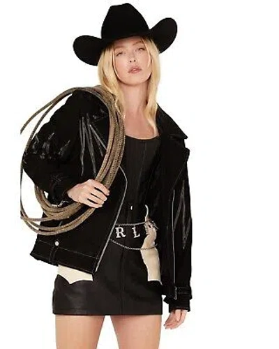 Pre-owned Understated Leather Boot Barn X  Women's Sunburst Leather Jacket - Wjkt105600 In Black