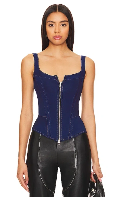Understated Leather Chevy Bustier In 深色牛仔布