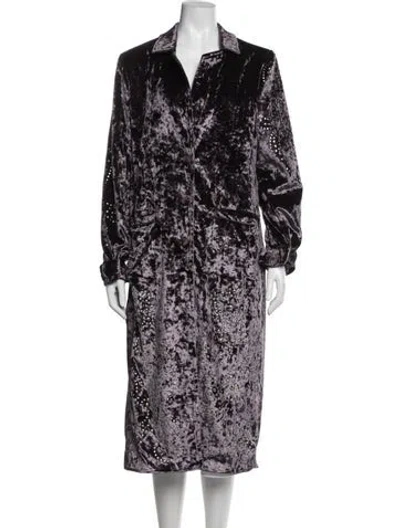 Pre-owned Understated Leather Coat In Purple