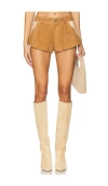 Understated Leather Combo Short In Brown