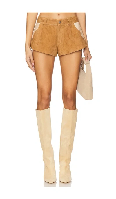 Understated Leather Combo Short In Brown