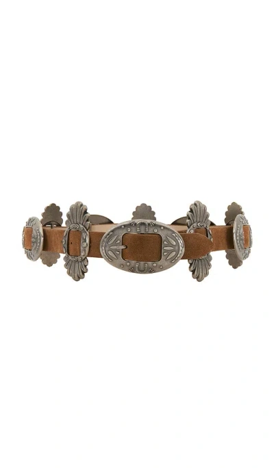 Understated Leather Concho Buckle Belt In Brown