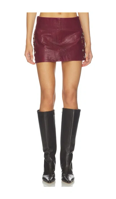 Understated Leather Concho Leather Skirt In Maroon Banner