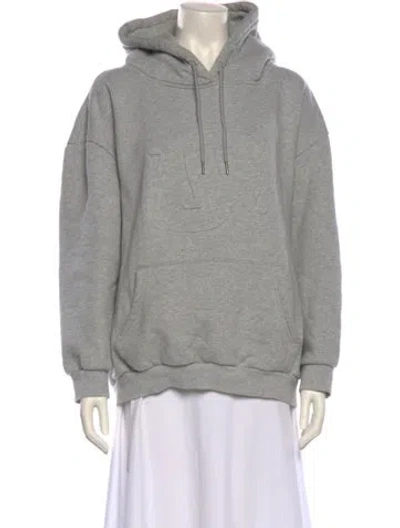 Pre-owned Understated Leather Crew Neck Long Sleeve Sweatshirt In Gray