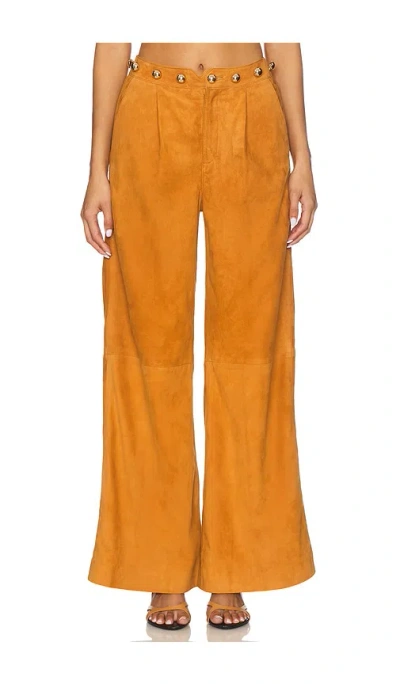 Understated Leather Dome Studded Wide Leg In Orange