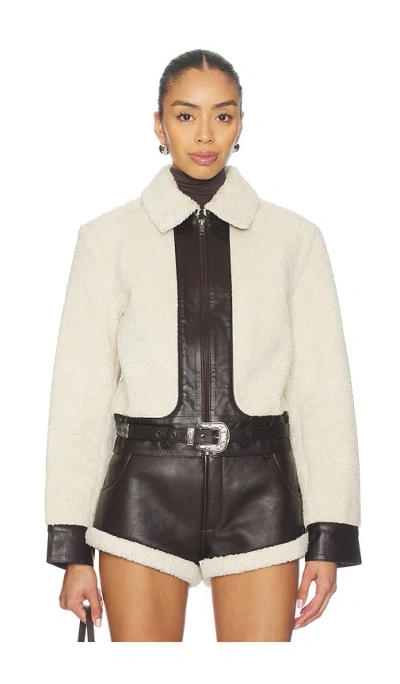 Understated Leather Faux Shearling Leather Jacket In Multi