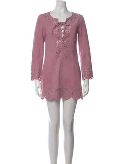 Pre-owned Understated Leather Goat Leather Mini Dress In Pink