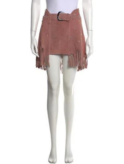 Pre-owned Understated Leather Graphic Print Mini Skirt In Pink