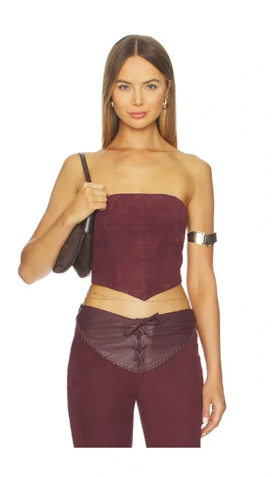 Understated Leather Hankerchif Whipstitch Top In Brown