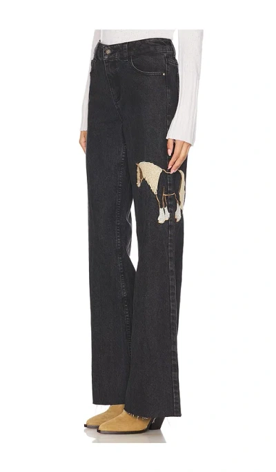 Understated Leather Horsey Jeans In Black