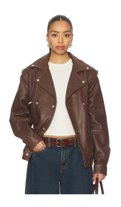 Understated Leather Hybrid Motosport Jacket In Brown