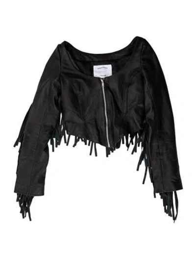 Pre-owned Understated Leather Lamb Leather Jacket In Black