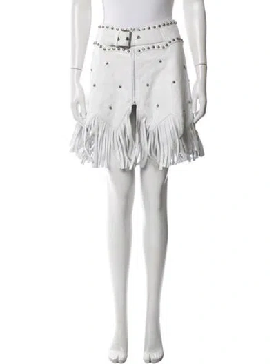 Pre-owned Understated Leather Lamb Leather Mini Skirt In White