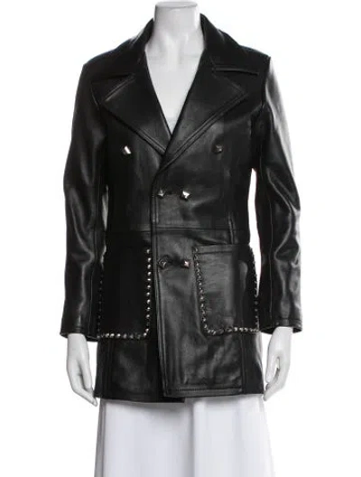 Pre-owned Understated Leather Leather Biker Jacket In Black
