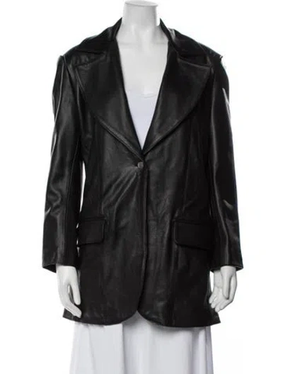Pre-owned Understated Leather Leather Blazer In Black