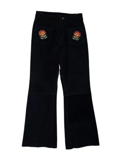 Pre-owned Understated Leather Leather Flared Pants In Blue