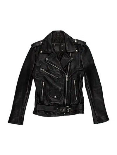 Pre-owned Understated Leather Leather Jacket In Black