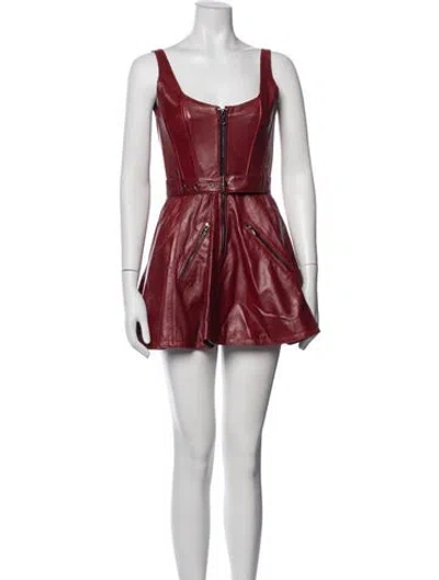 Pre-owned Understated Leather Leather Mini Dress In Red
