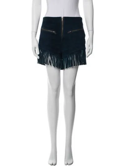Pre-owned Understated Leather Leather Mini Shorts In Blue/white