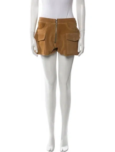 Pre-owned Understated Leather Leather Mini Shorts In Yellow