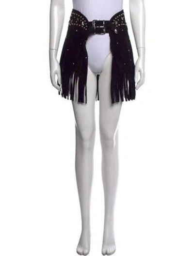 Pre-owned Understated Leather Leather Mini Skirt In Black