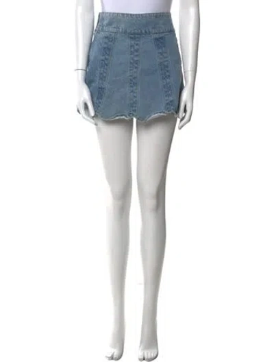 Pre-owned Understated Leather Leather Mini Skirt In Blue