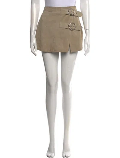 Pre-owned Understated Leather Leather Mini Skirt In Brown