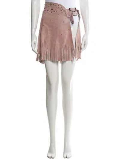 Pre-owned Understated Leather Leather Mini Skirt In Neutral
