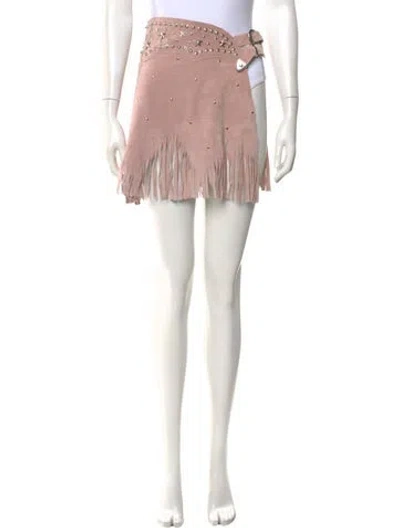 Pre-owned Understated Leather Leather Mini Skirt In Pink