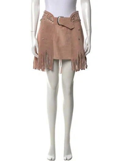 Pre-owned Understated Leather Leather Mini Skirt In Pink