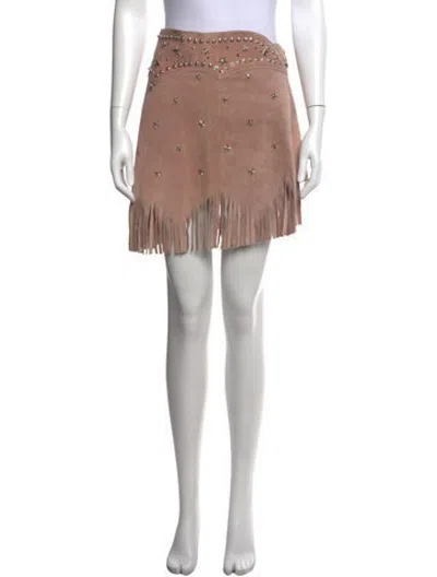 Pre-owned Understated Leather Leather Mini Skirt In Pink