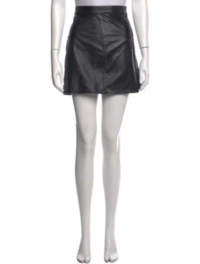 Pre-owned Understated Leather Leather Mini Skirt In Silver
