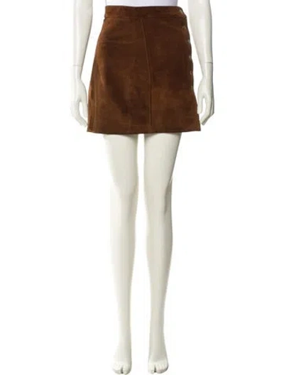 Pre-owned Understated Leather Leather Mini Skirt In Yellow