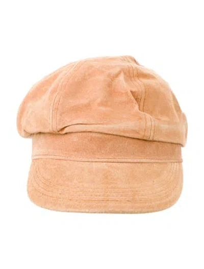 Pre-owned Understated Leather Leather Newsboy Cap In Neutral
