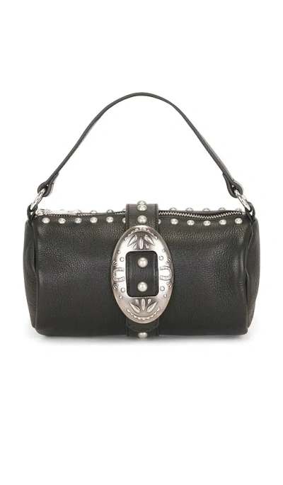 Understated Leather Mini Buckle Handbag In Black