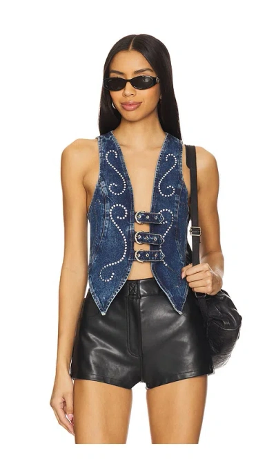 Understated Leather Money Maker Top In Blue