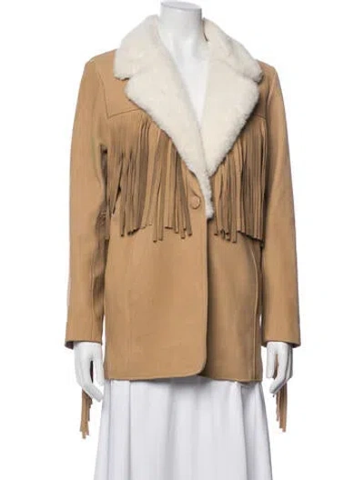 Pre-owned Understated Leather Nubuck Jacket In Neutral
