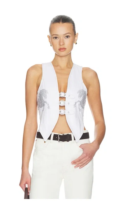 Understated Leather Party Horse Vest In White