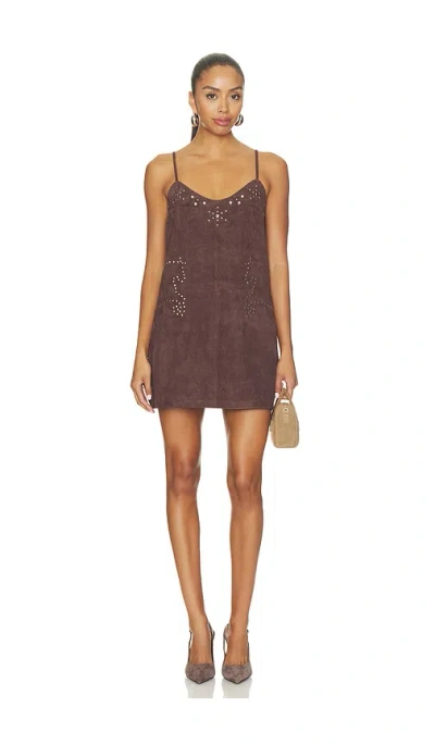 Understated Leather Saddle Up Slip Dress In Brown