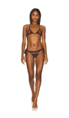 Understated Leather String Bikini Set In Black