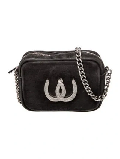 Pre-owned Understated Leather Suede Evening Bag In Black